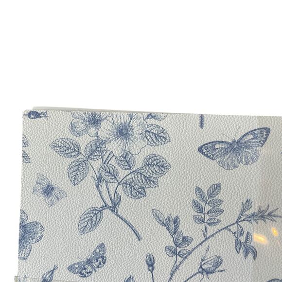 Mint & Ivy Faux Leather Placemats 13x18 Blue & White Floral Butterfly Set of 4 - Picture 9 of 10